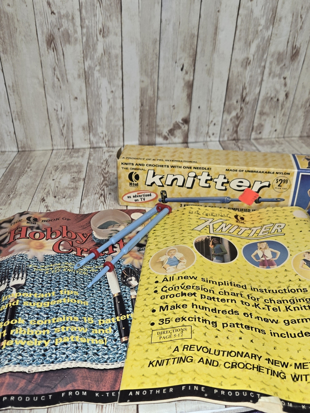 Vintage K-Tel Knitter 1971 Kit 2 Tools Books As Seen On TV Craft Set